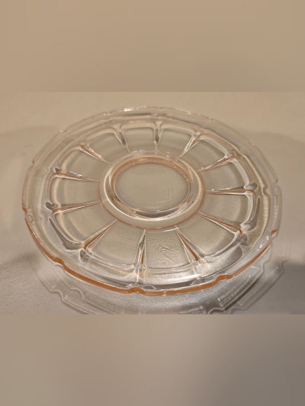 Vintage Pink Depression Glass Paneled Saucer Plate